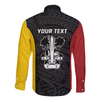 Personalised PNG Madang Province Long Sleeve Button Shirt Bird of Paradise Tattoo Flag Motif LT9 - Polynesian Pride