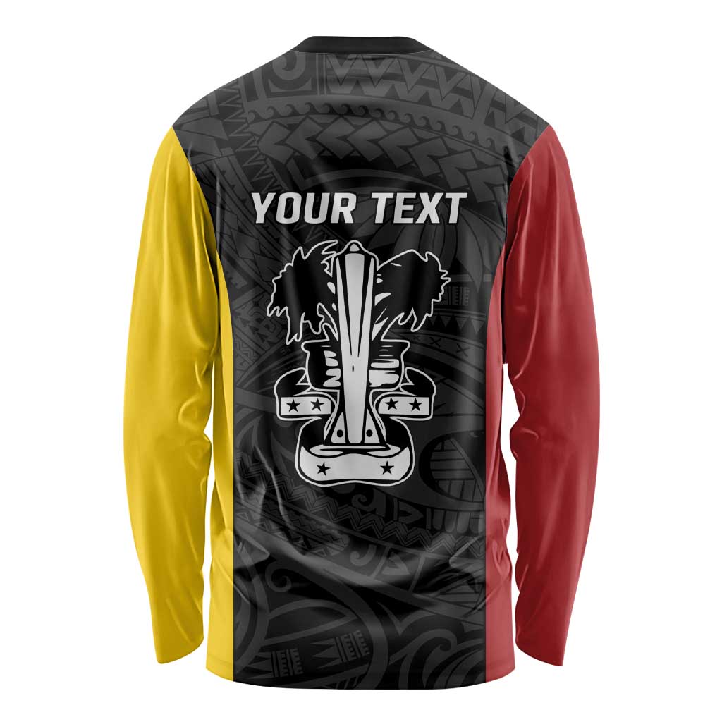 Personalised PNG Madang Province Long Sleeve Shirt Bird of Paradise Tattoo Flag Motif LT9 - Polynesian Pride