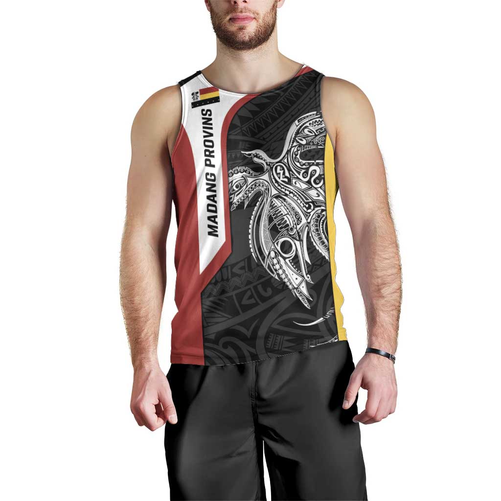 Personalised PNG Madang Province Men Tank Top Bird of Paradise Tattoo Flag Motif LT9 - Polynesian Pride
