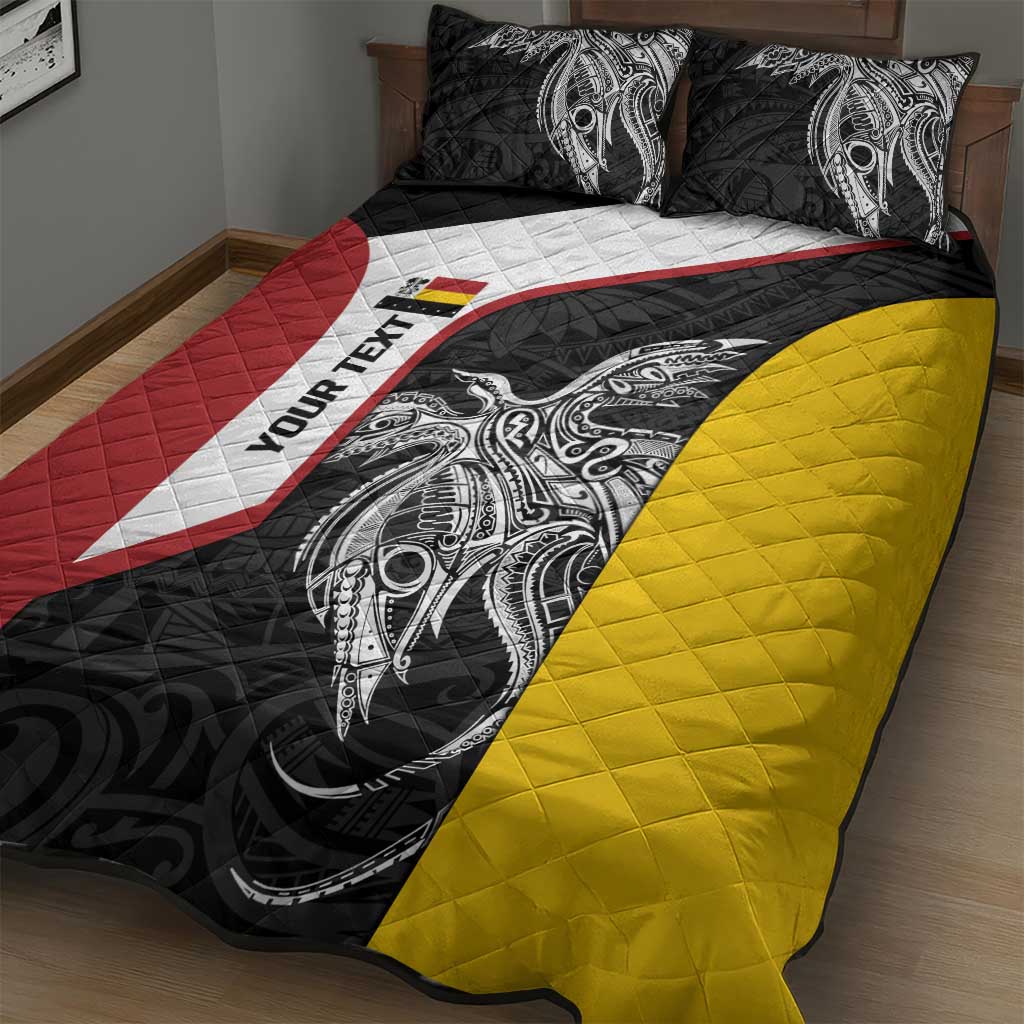 Personalised PNG Madang Province Quilt Bed Set Bird of Paradise Tattoo Flag Motif - Polynesian Pride