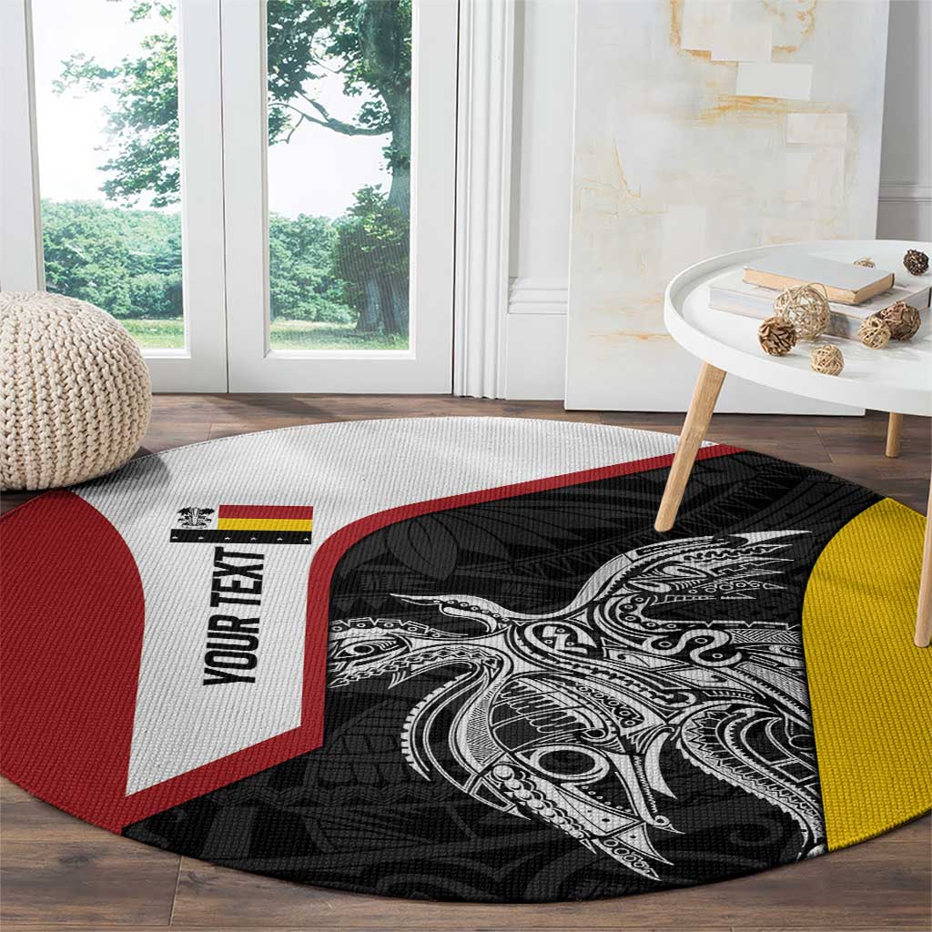Personalised PNG Madang Province Round Carpet Bird of Paradise Tattoo Flag Motif - Polynesian Pride