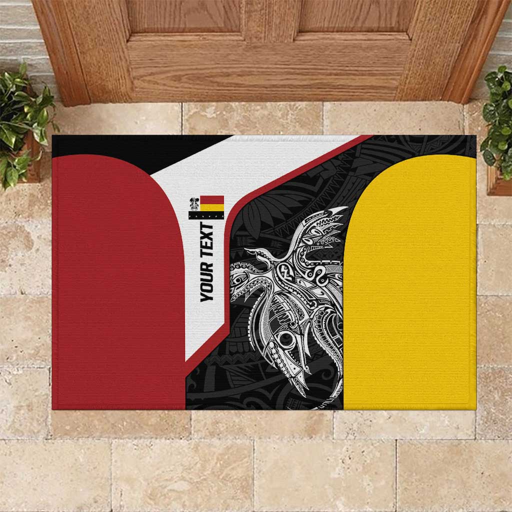 Personalised PNG Madang Province Rubber Doormat Bird of Paradise Tattoo Flag Motif - Polynesian Pride