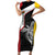 Personalised PNG Madang Province Short Sleeve Bodycon Dress Bird of Paradise Tattoo Flag Motif - Polynesian Pride