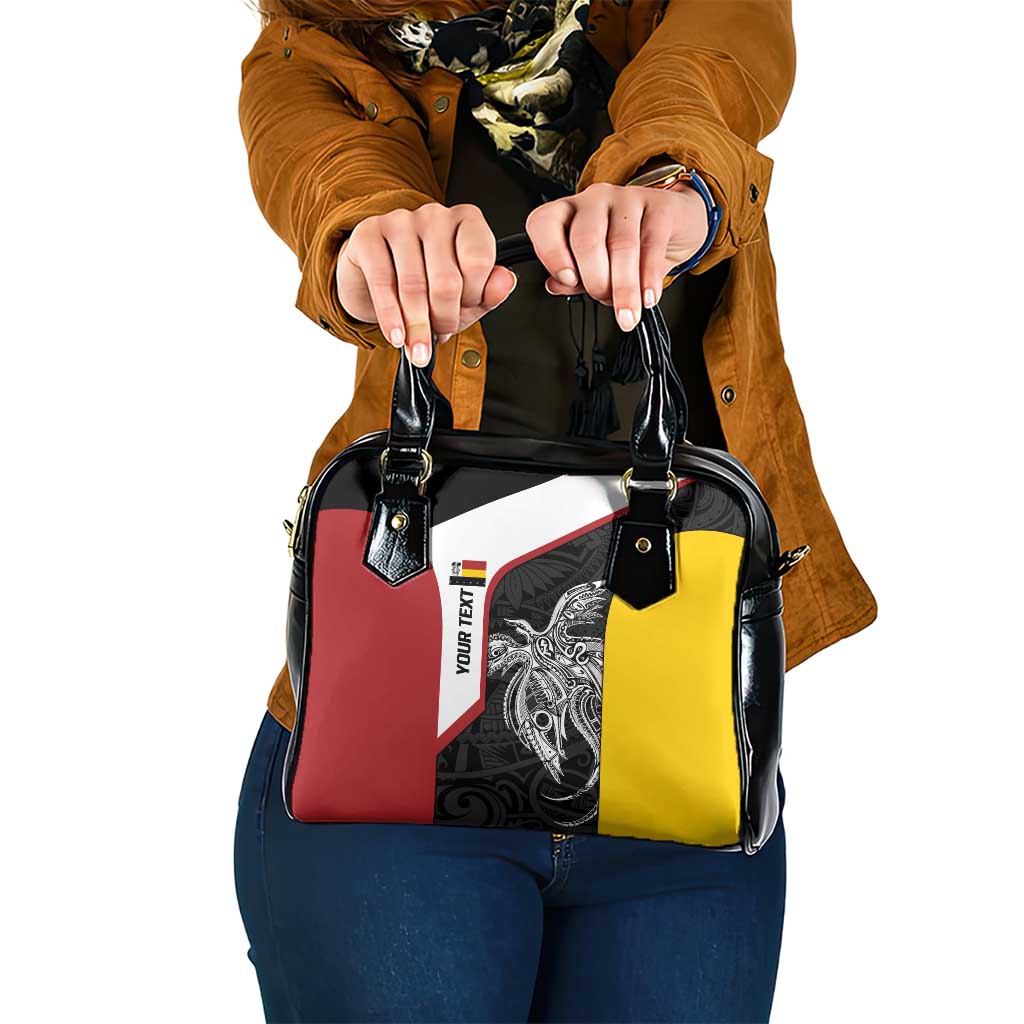 Personalised PNG Madang Province Shoulder Handbag Bird of Paradise Tattoo Flag Motif - Polynesian Pride