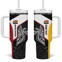 Personalised PNG Madang Province Tumbler With Handle Bird of Paradise Tattoo Flag Motif - Polynesian Pride