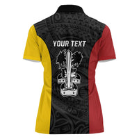 Personalised PNG Madang Province Women Polo Shirt Bird of Paradise Tattoo Flag Motif - Polynesian Pride