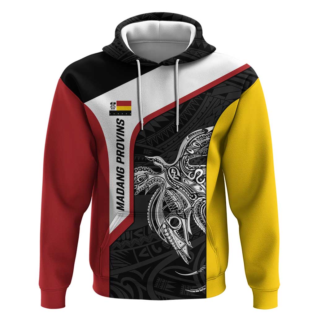 Personalised PNG Madang Province Zip Hoodie Bird of Paradise Tattoo Flag Motif LT9 Pullover Hoodie Yellow - Polynesian Pride