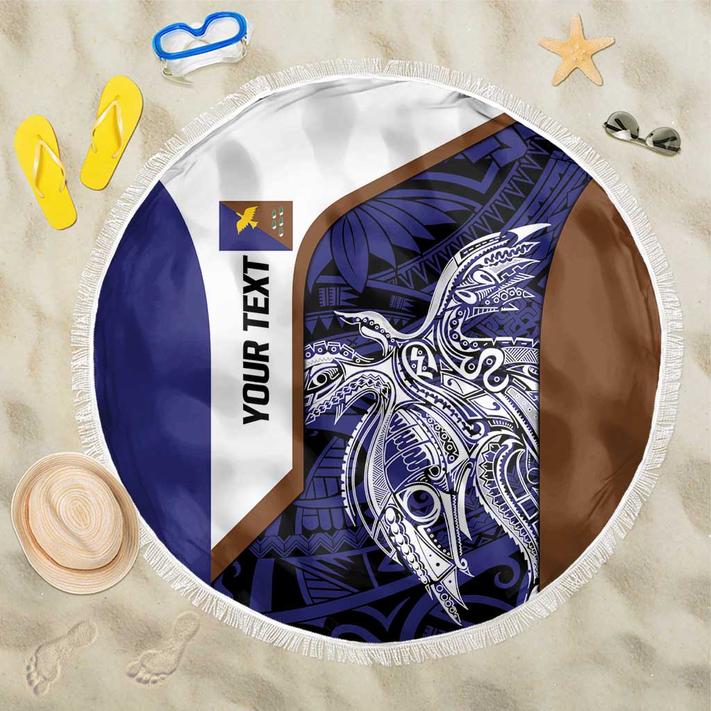 Personalised PNG Manus Province Beach Blanket Bird of Paradise Tattoo Flag Motif - Polynesian Pride