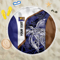 Personalised PNG Manus Province Beach Blanket Bird of Paradise Tattoo Flag Motif - Polynesian Pride