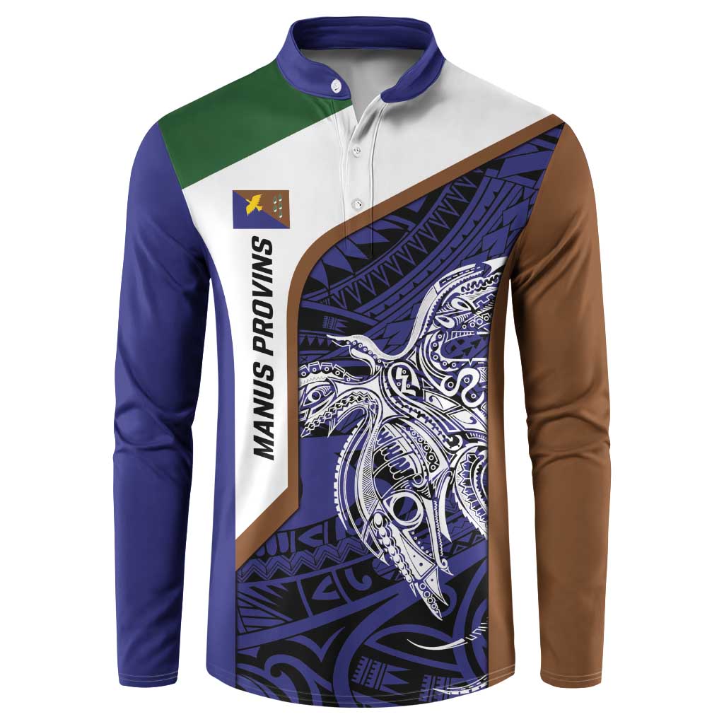 Personalised PNG Manus Province Button Sweatshirt Bird of Paradise Tattoo Flag Motif - Polynesian Pride