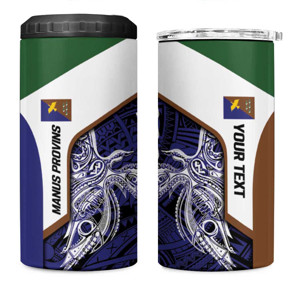 Personalised PNG Manus Province 4 in 1 Can Cooler Tumbler Bird of Paradise Tattoo Flag Motif - Polynesian Pride