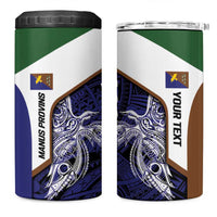 Personalised PNG Manus Province 4 in 1 Can Cooler Tumbler Bird of Paradise Tattoo Flag Motif - Polynesian Pride
