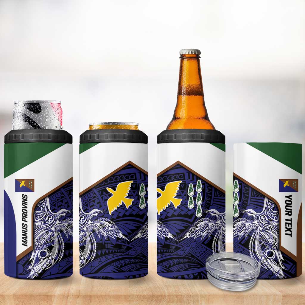 Personalised PNG Manus Province 4 in 1 Can Cooler Tumbler Bird of Paradise Tattoo Flag Motif - Polynesian Pride