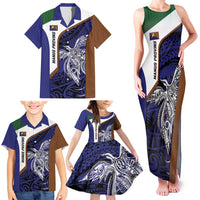 Personalised PNG Manus Province Family Matching Tank Maxi Dress and Hawaiian Shirt Bird of Paradise Tattoo Flag Motif - Polynesian Pride