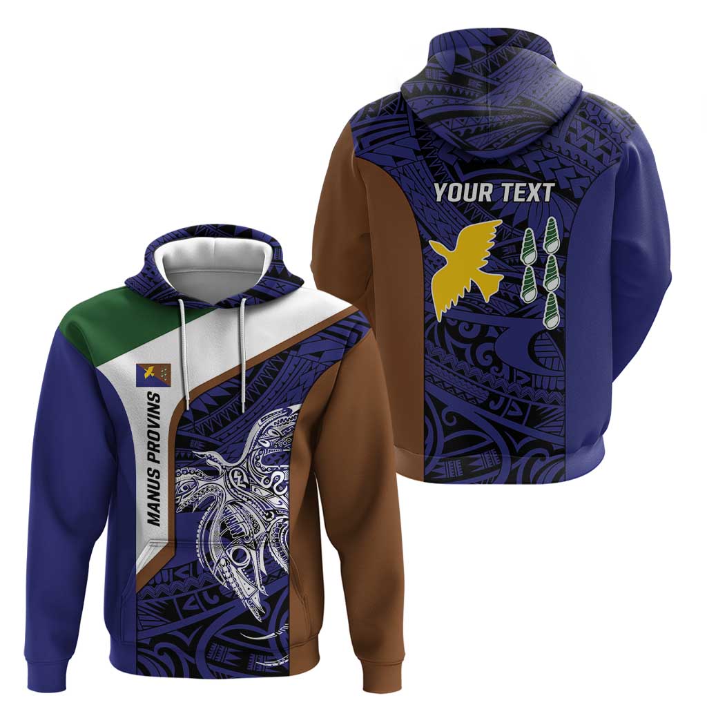 Personalised PNG Manus Province Hoodie Bird of Paradise Tattoo Flag Motif - Polynesian Pride