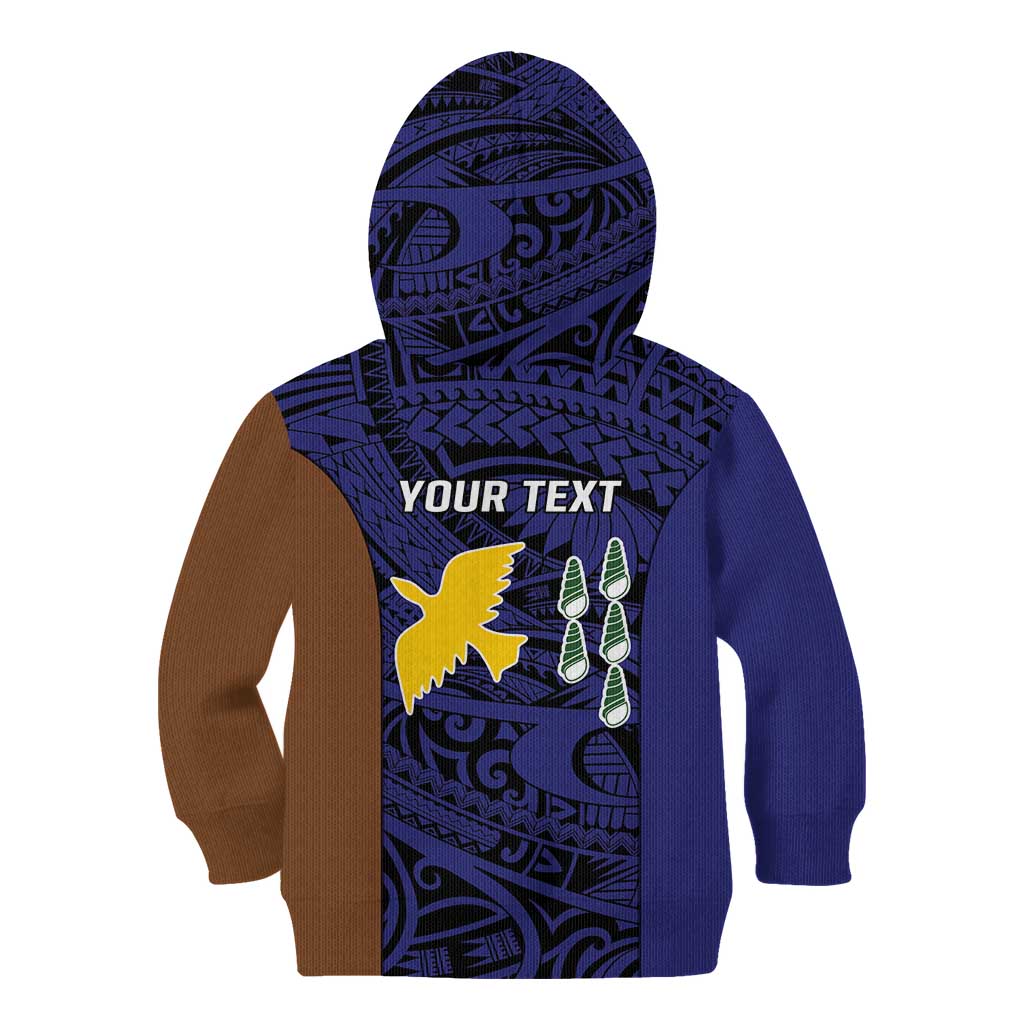 Personalised PNG Manus Province Kid Hoodie Bird of Paradise Tattoo Flag Motif - Polynesian Pride