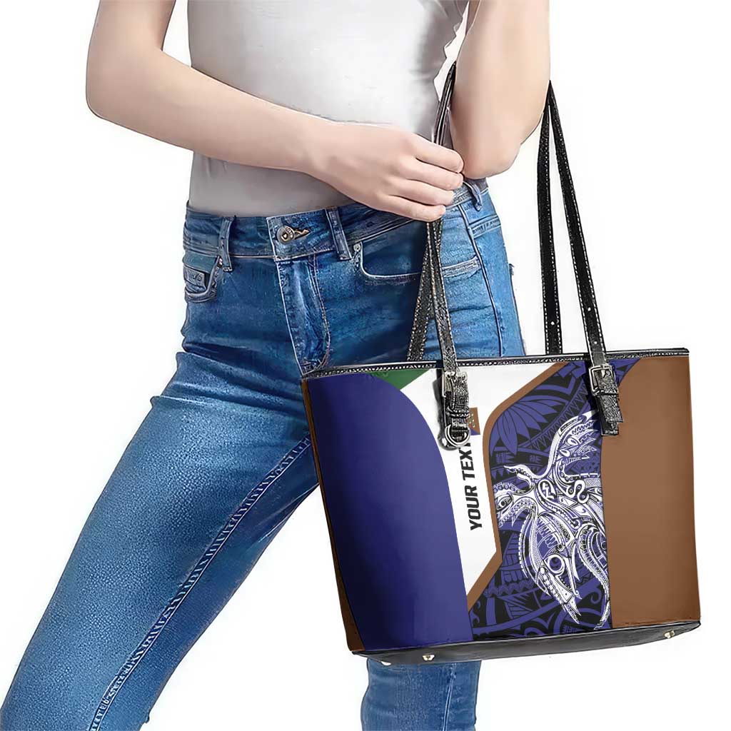 Personalised PNG Manus Province Leather Tote Bag Bird of Paradise Tattoo Flag Motif LT9 - Polynesian Pride