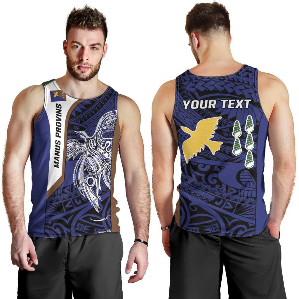 Personalised PNG Manus Province Men Tank Top Bird of Paradise Tattoo Flag Motif LT9 - Polynesian Pride