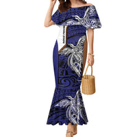 Personalised PNG Manus Province Mermaid Dress Bird of Paradise Tattoo Flag Motif LT9 Women Blue - Polynesian Pride