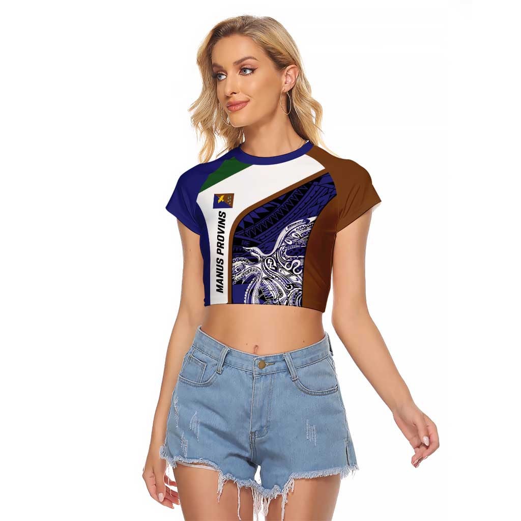 Personalised PNG Manus Province Raglan Cropped T Shirt Bird of Paradise Tattoo Flag Motif - Polynesian Pride