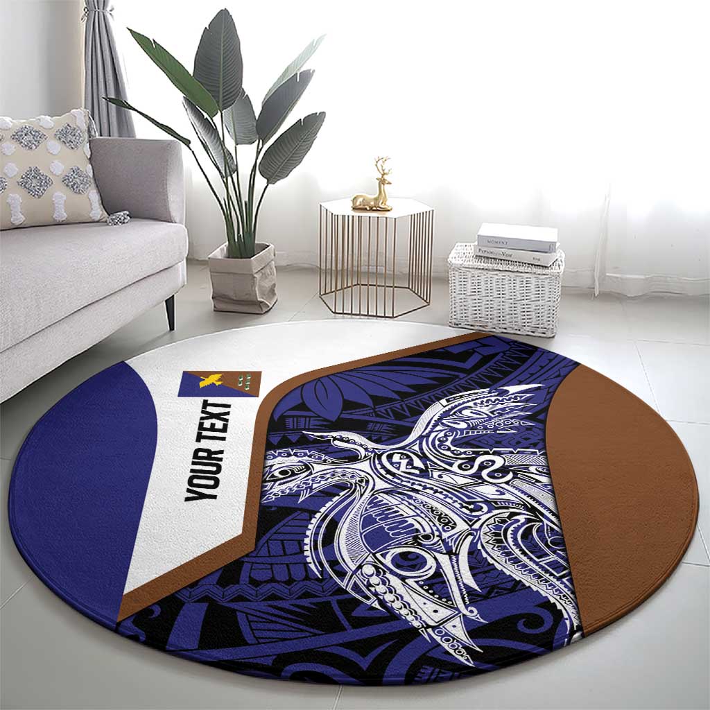 Personalised PNG Manus Province Round Carpet Bird of Paradise Tattoo Flag Motif - Polynesian Pride