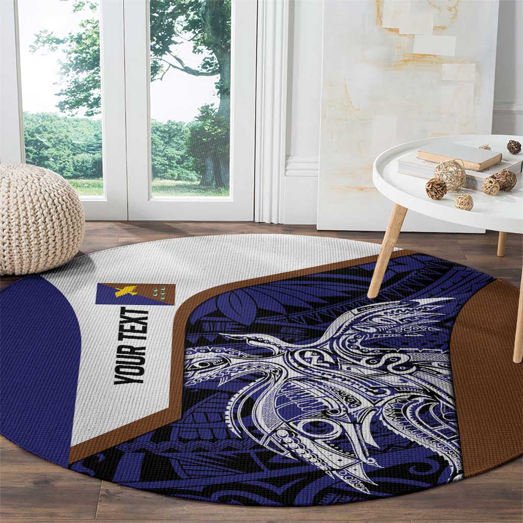 Personalised PNG Manus Province Round Carpet Bird of Paradise Tattoo Flag Motif - Polynesian Pride