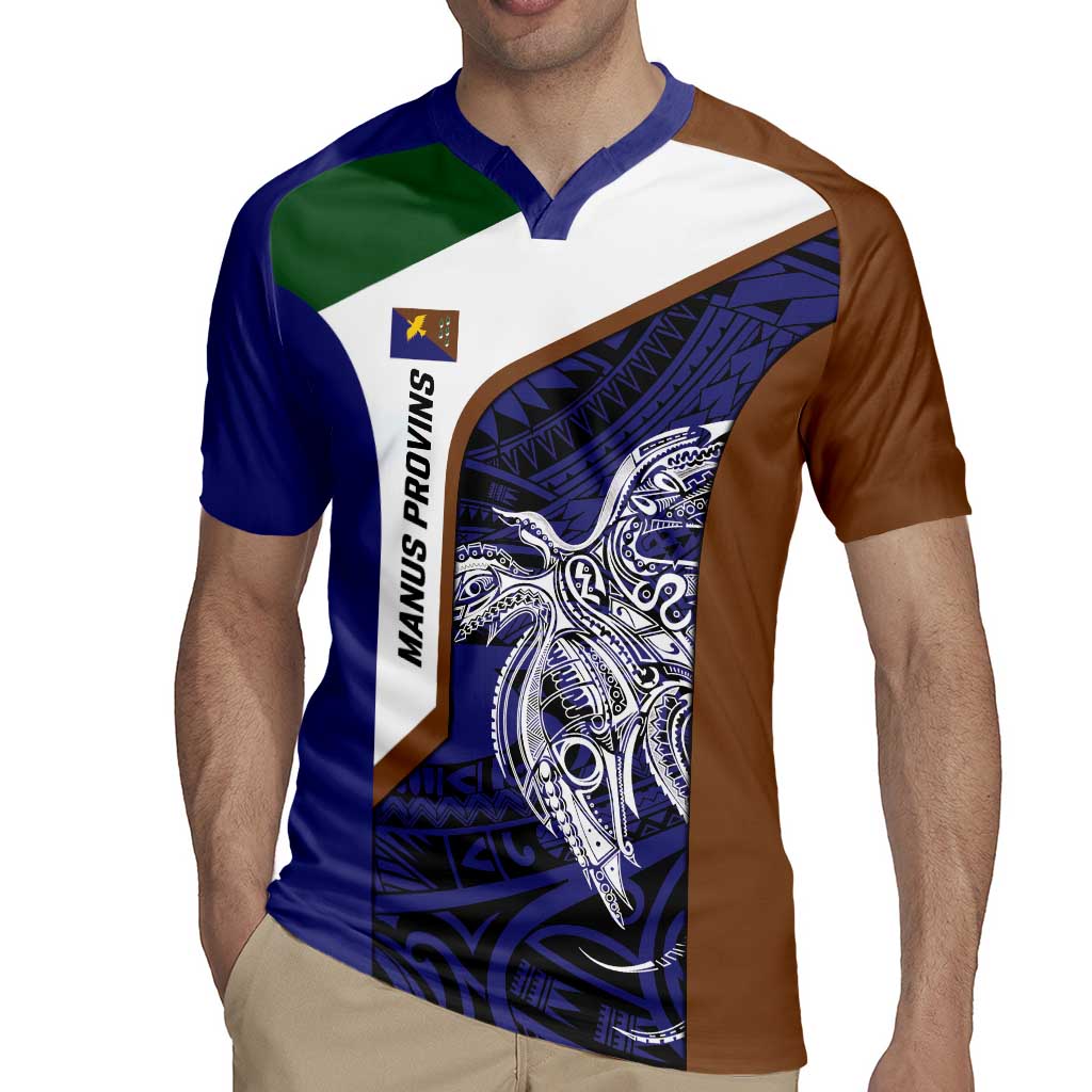 Personalised PNG Manus Province Rugby Jersey Bird of Paradise Tattoo Flag Motif - Polynesian Pride