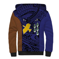 Personalised PNG Manus Province Sherpa Hoodie Bird of Paradise Tattoo Flag Motif - Polynesian Pride