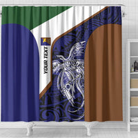 Personalised PNG Manus Province Shower Curtain Bird of Paradise Tattoo Flag Motif - Polynesian Pride