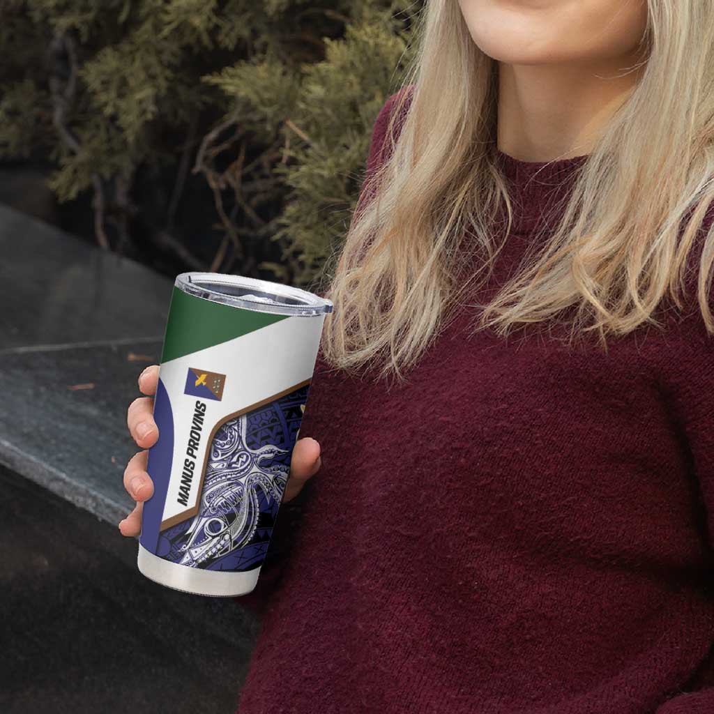 Personalised PNG Manus Province Tumbler Cup Bird of Paradise Tattoo Flag Motif - Polynesian Pride