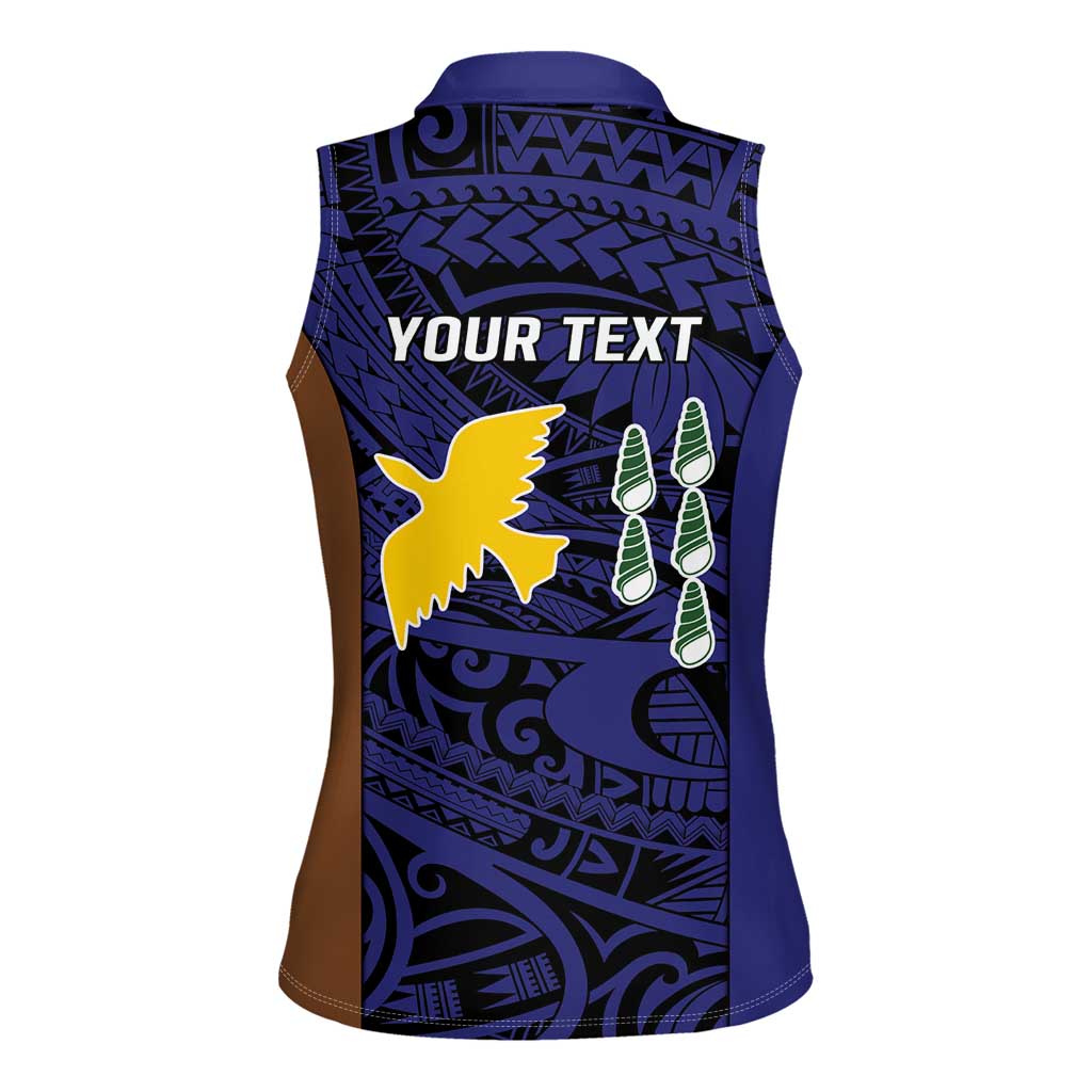 Personalised PNG Manus Province Women Sleeveless Polo Shirt Bird of Paradise Tattoo Flag Motif - Polynesian Pride