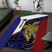 Personalised PNG Milne Bay Province Area Rug Bird of Paradise Tattoo Flag Motif - Polynesian Pride