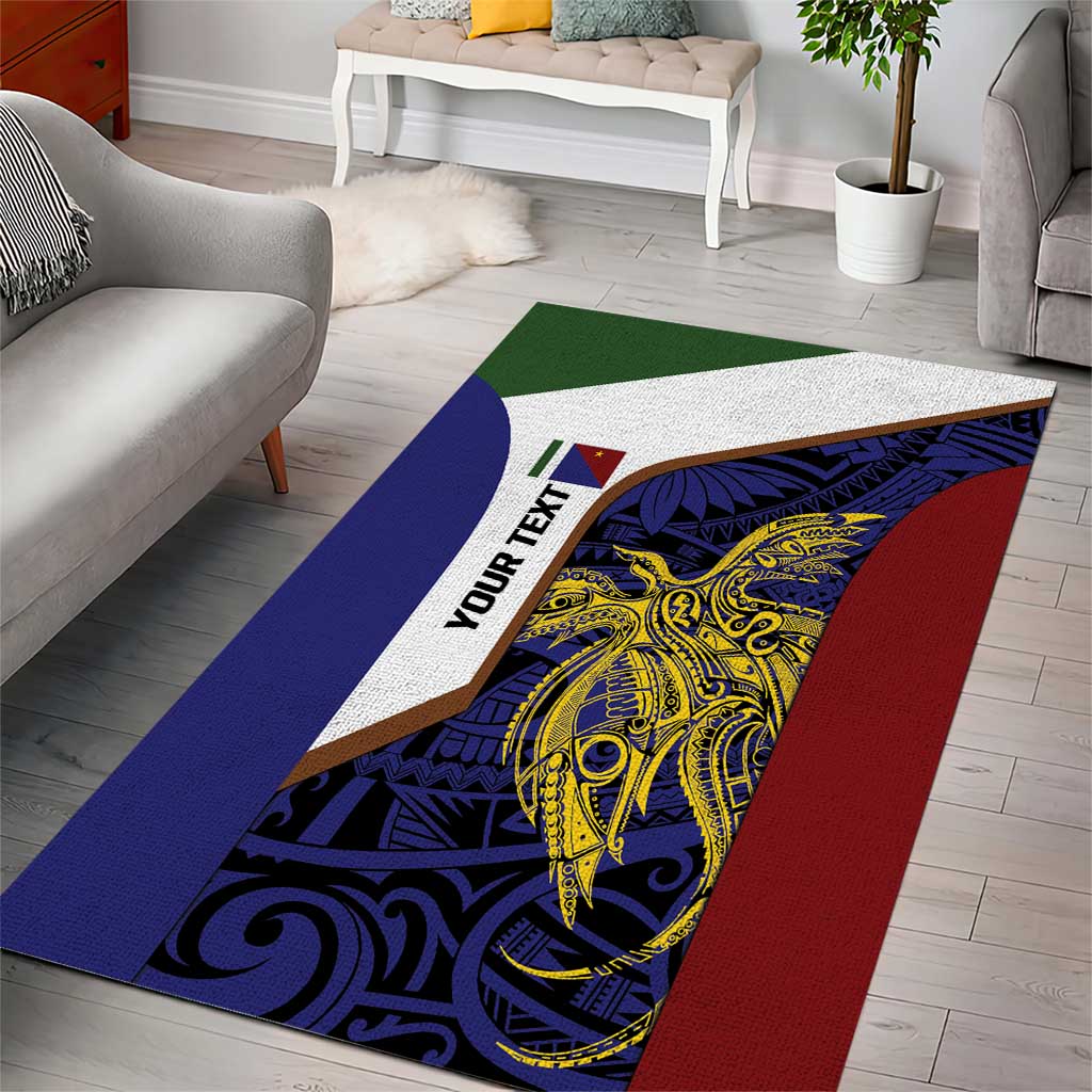 Personalised PNG Milne Bay Province Area Rug Bird of Paradise Tattoo Flag Motif - Polynesian Pride