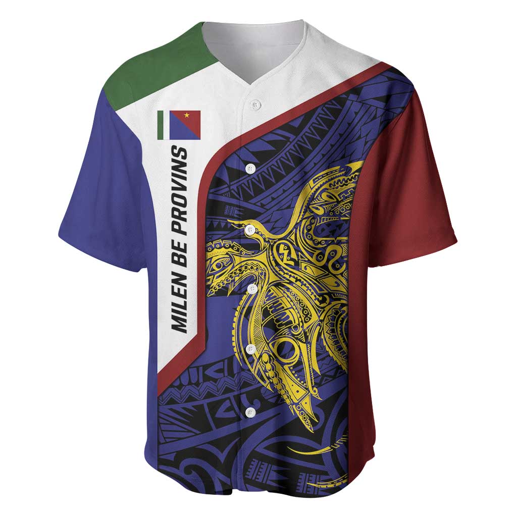 Personalised PNG Milne Bay Province Baseball Jersey Bird of Paradise Tattoo Flag Motif LT9 Blue - Polynesian Pride