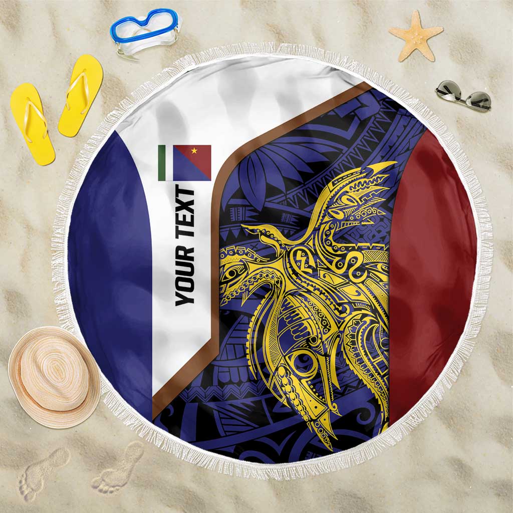 Personalised PNG Milne Bay Province Beach Blanket Bird of Paradise Tattoo Flag Motif - Polynesian Pride