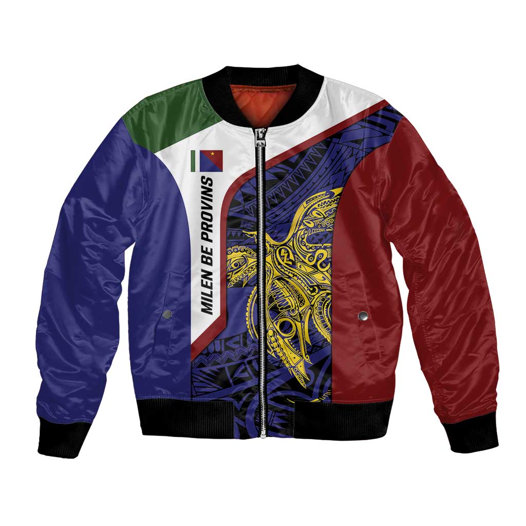 Personalised PNG Milne Bay Province Bomber Jacket Bird of Paradise Tattoo Flag Motif - Polynesian Pride