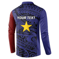 Personalised PNG Milne Bay Province Button Sweatshirt Bird of Paradise Tattoo Flag Motif - Polynesian Pride