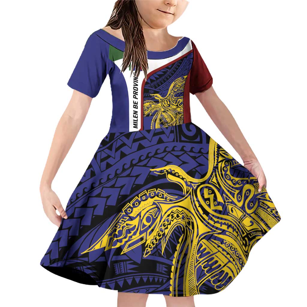 Personalised PNG Milne Bay Province Family Matching Off Shoulder Short Dress and Hawaiian Shirt Bird of Paradise Tattoo Flag Motif - Polynesian Pride