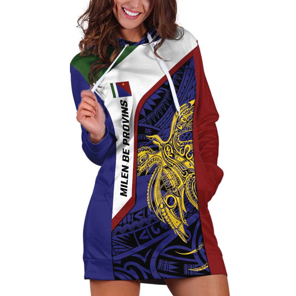 Personalised PNG Milne Bay Province Hoodie Dress Bird of Paradise Tattoo Flag Motif - Polynesian Pride
