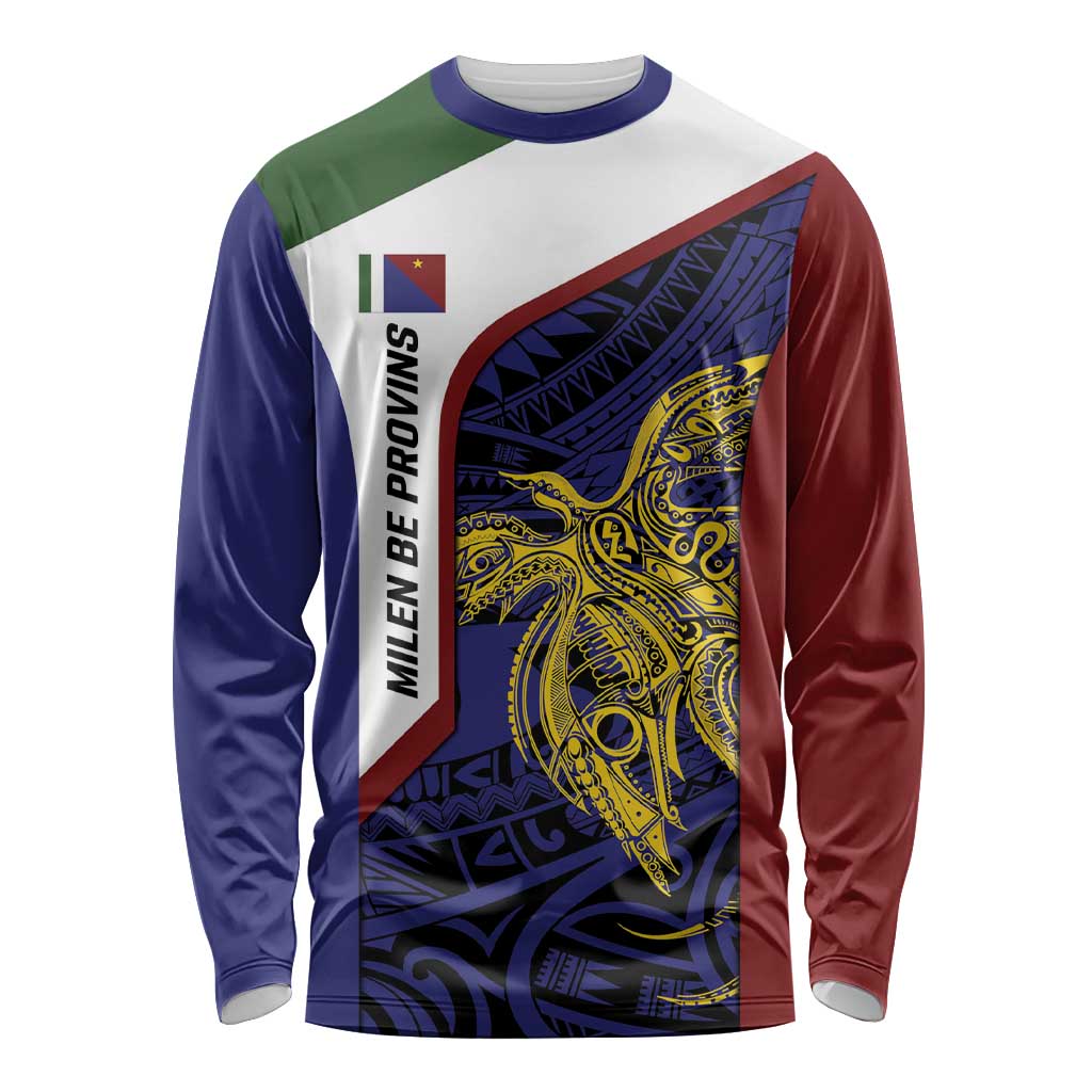 Personalised PNG Milne Bay Province Long Sleeve Shirt Bird of Paradise Tattoo Flag Motif - Polynesian Pride