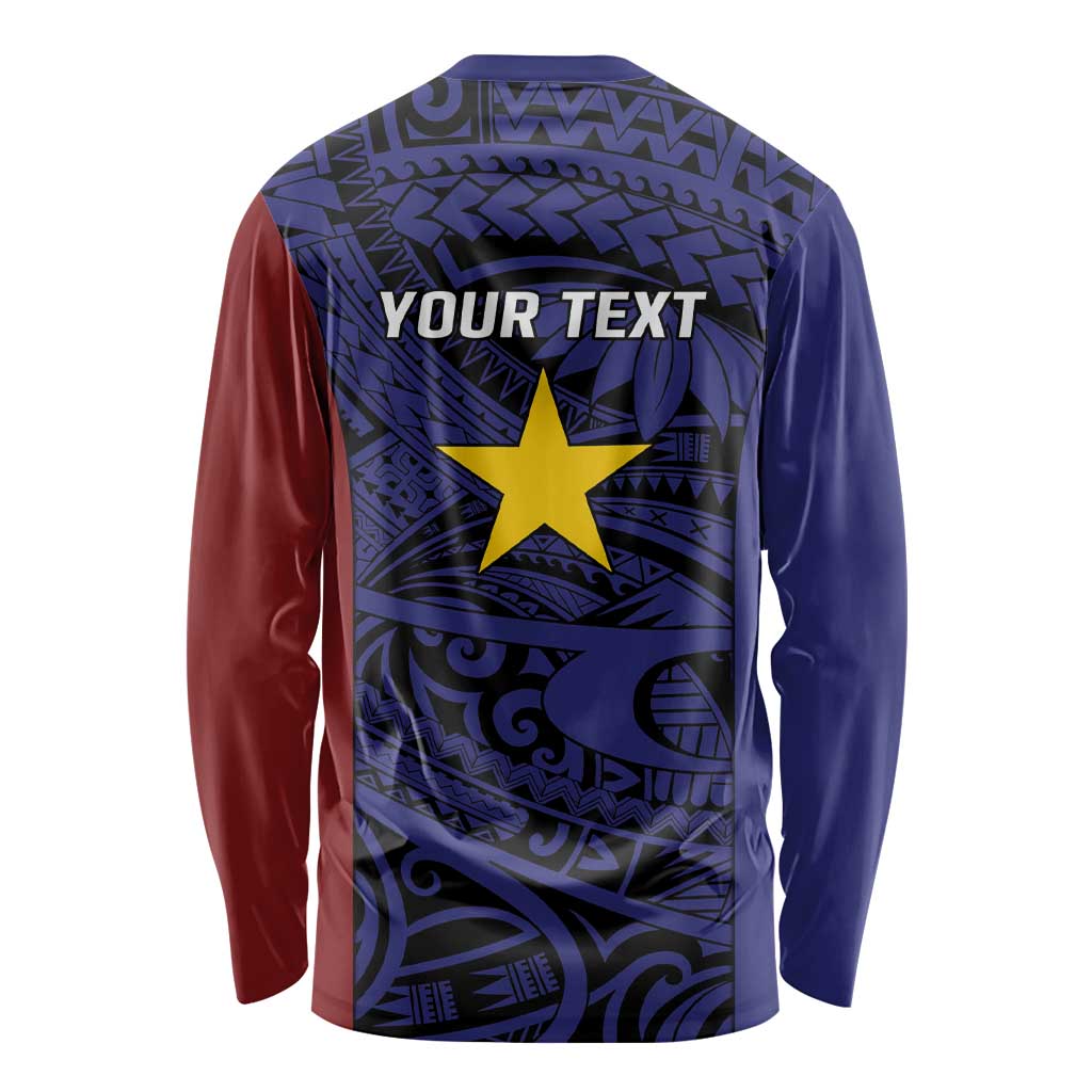 Personalised PNG Milne Bay Province Long Sleeve Shirt Bird of Paradise Tattoo Flag Motif - Polynesian Pride