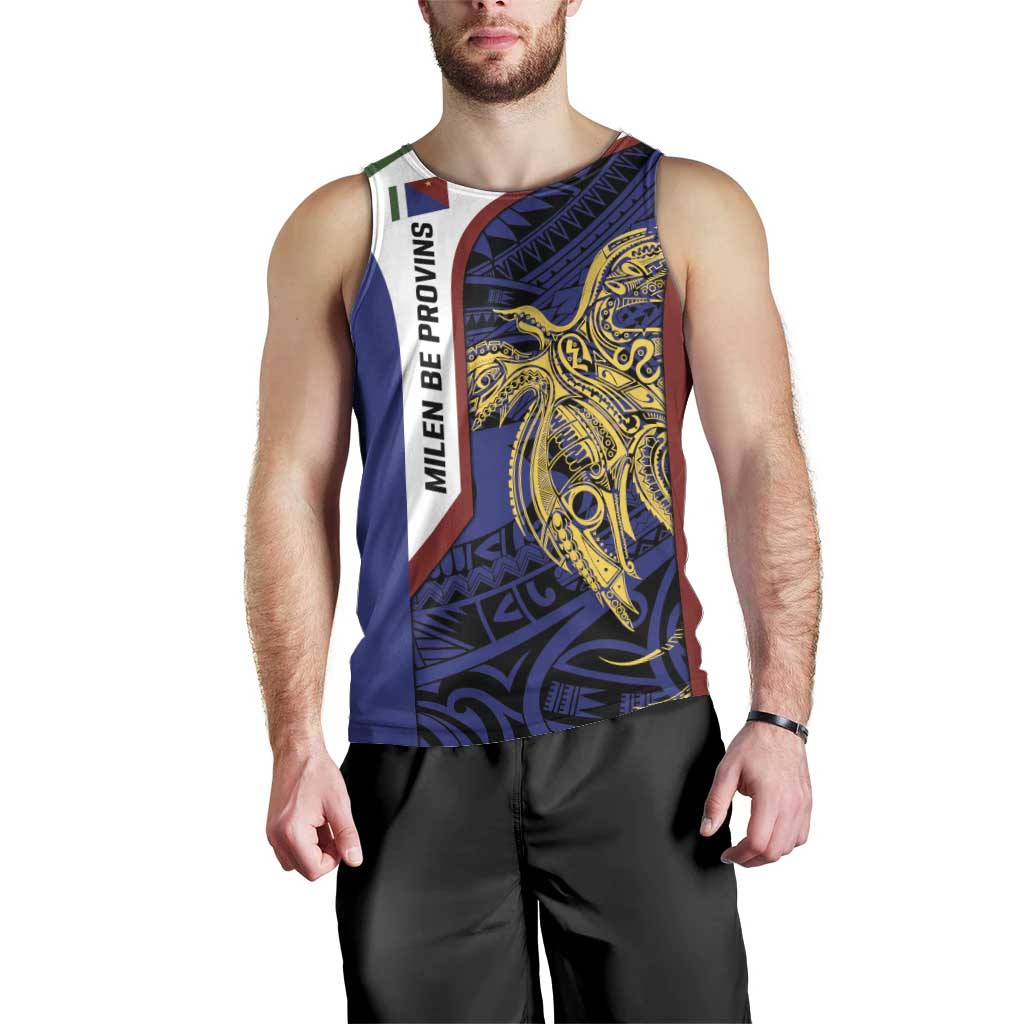 Personalised PNG Milne Bay Province Men Tank Top Bird of Paradise Tattoo Flag Motif LT9 - Polynesian Pride