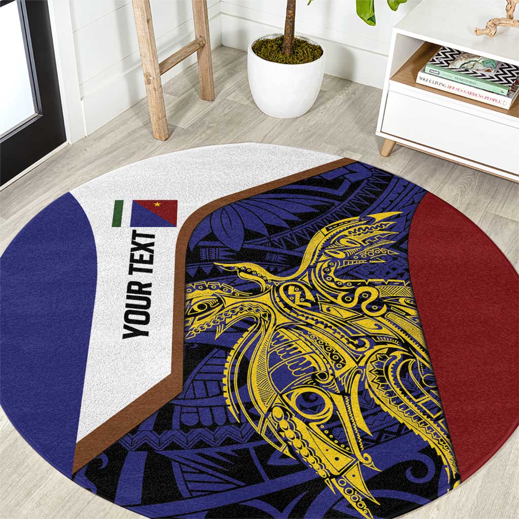 Personalised PNG Milne Bay Province Round Carpet Bird of Paradise Tattoo Flag Motif - Polynesian Pride