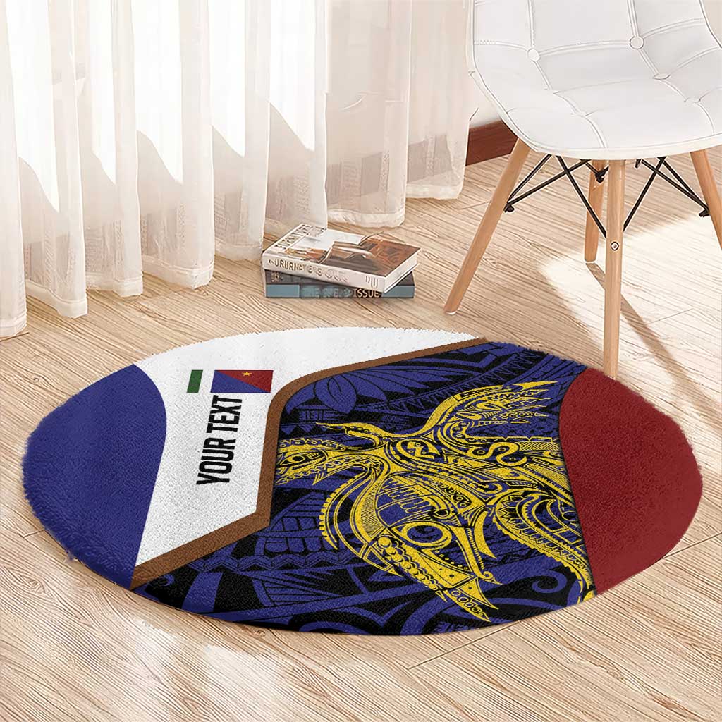 Personalised PNG Milne Bay Province Round Carpet Bird of Paradise Tattoo Flag Motif - Polynesian Pride