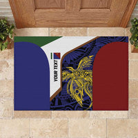 Personalised PNG Milne Bay Province Rubber Doormat Bird of Paradise Tattoo Flag Motif - Polynesian Pride