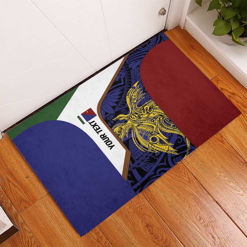 Personalised PNG Milne Bay Province Rubber Doormat Bird of Paradise Tattoo Flag Motif - Polynesian Pride