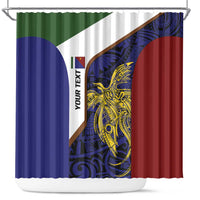 Personalised PNG Milne Bay Province Shower Curtain Bird of Paradise Tattoo Flag Motif - Polynesian Pride