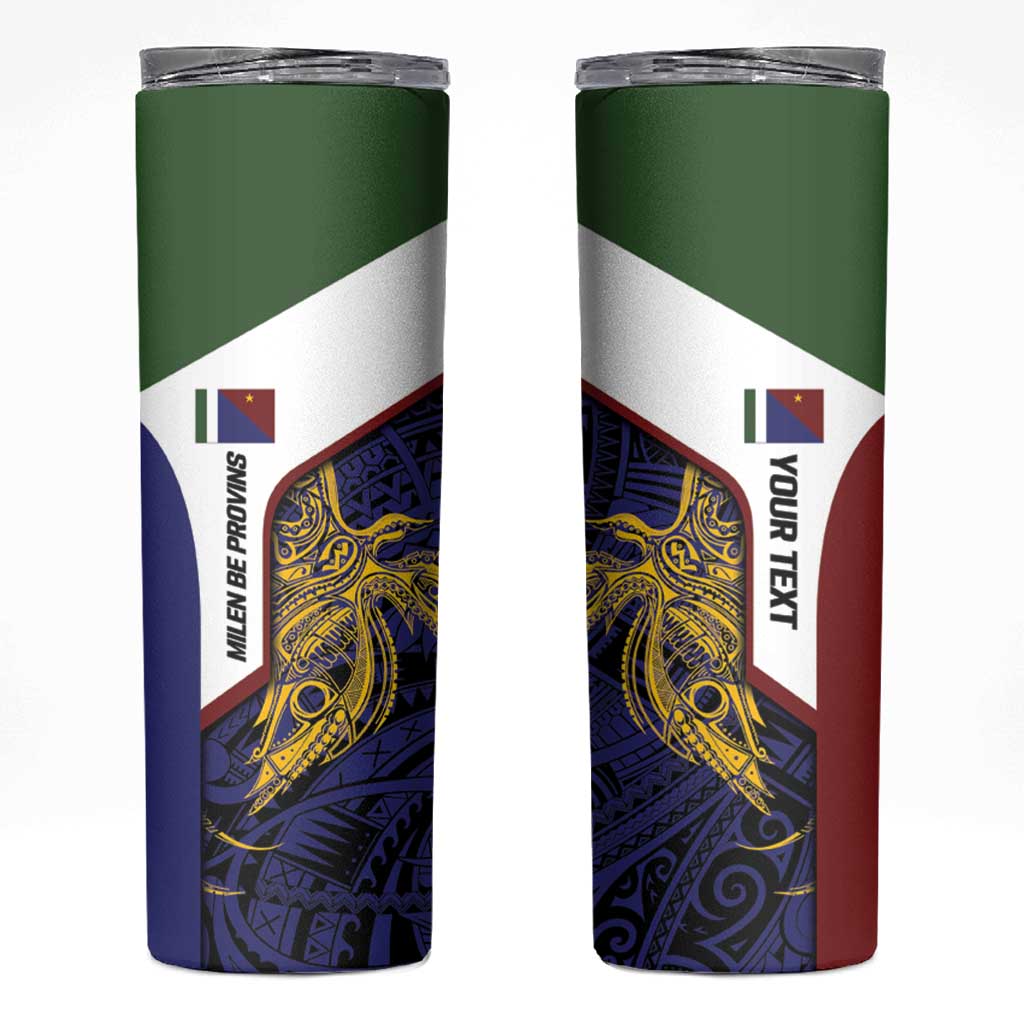 Personalised PNG Milne Bay Province Skinny Tumbler Bird of Paradise Tattoo Flag Motif - Polynesian Pride