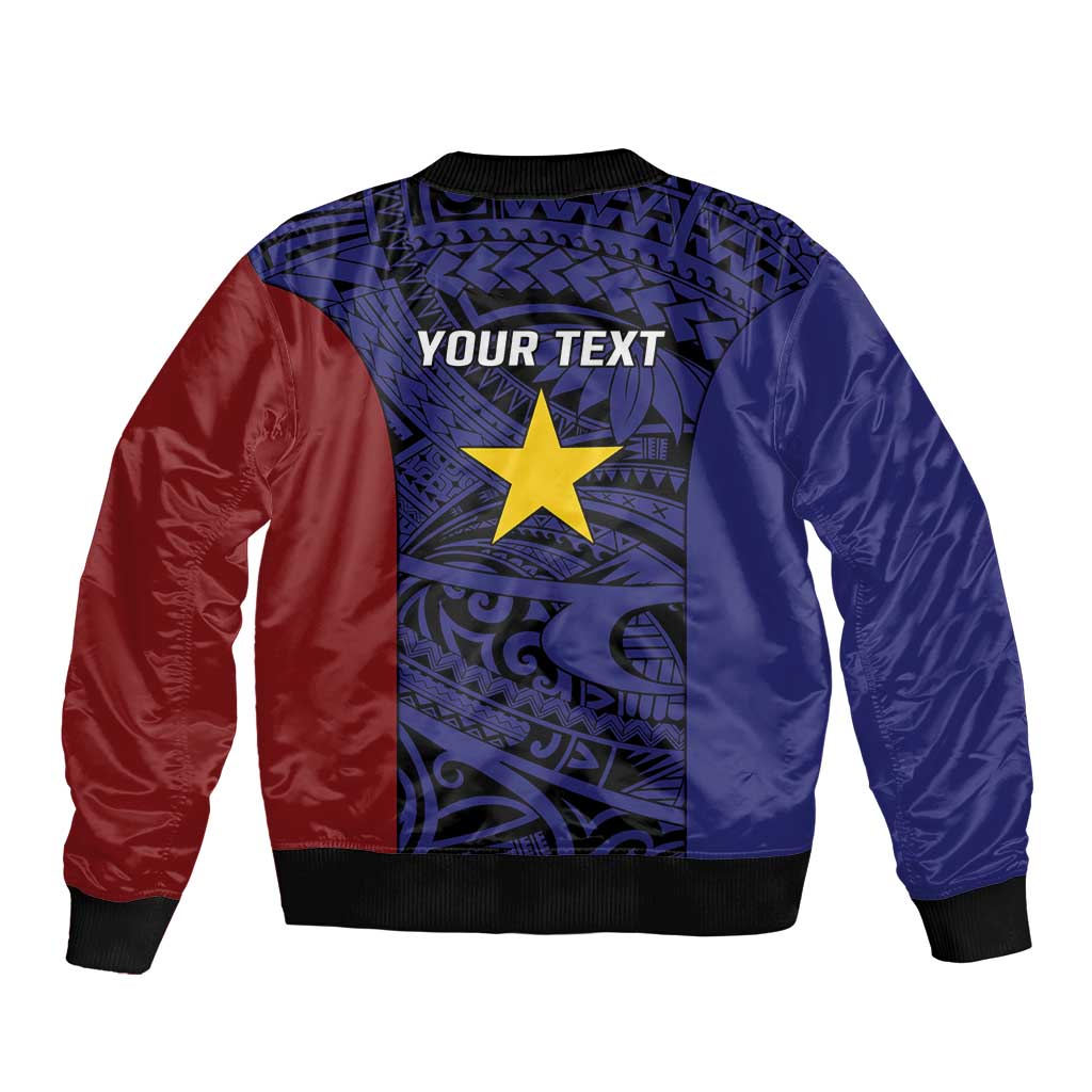 Personalised PNG Milne Bay Province Sleeve Zip Bomber Jacket Bird of Paradise Tattoo Flag Motif LT9 - Polynesian Pride