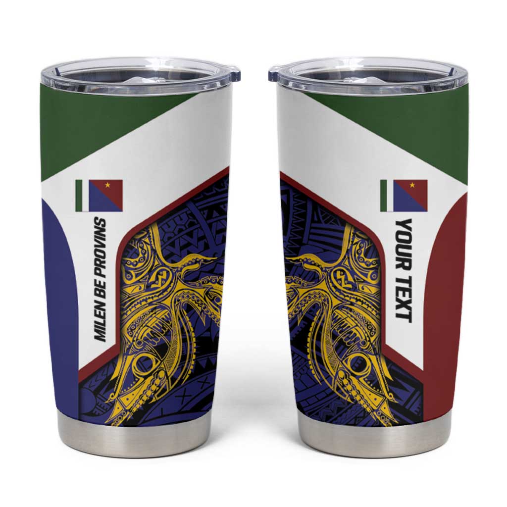 Personalised PNG Milne Bay Province Tumbler Cup Bird of Paradise Tattoo Flag Motif - Polynesian Pride
